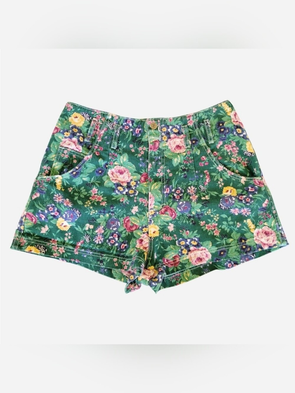 Breaker Jeans | 90s Vintage Green Floral Jean Shorts